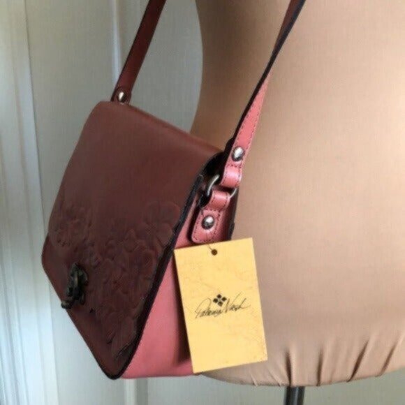 Patricia Nash Cecina Flap Old Rose Leather Tooled Crossbody Pink - Picture 5 of 12